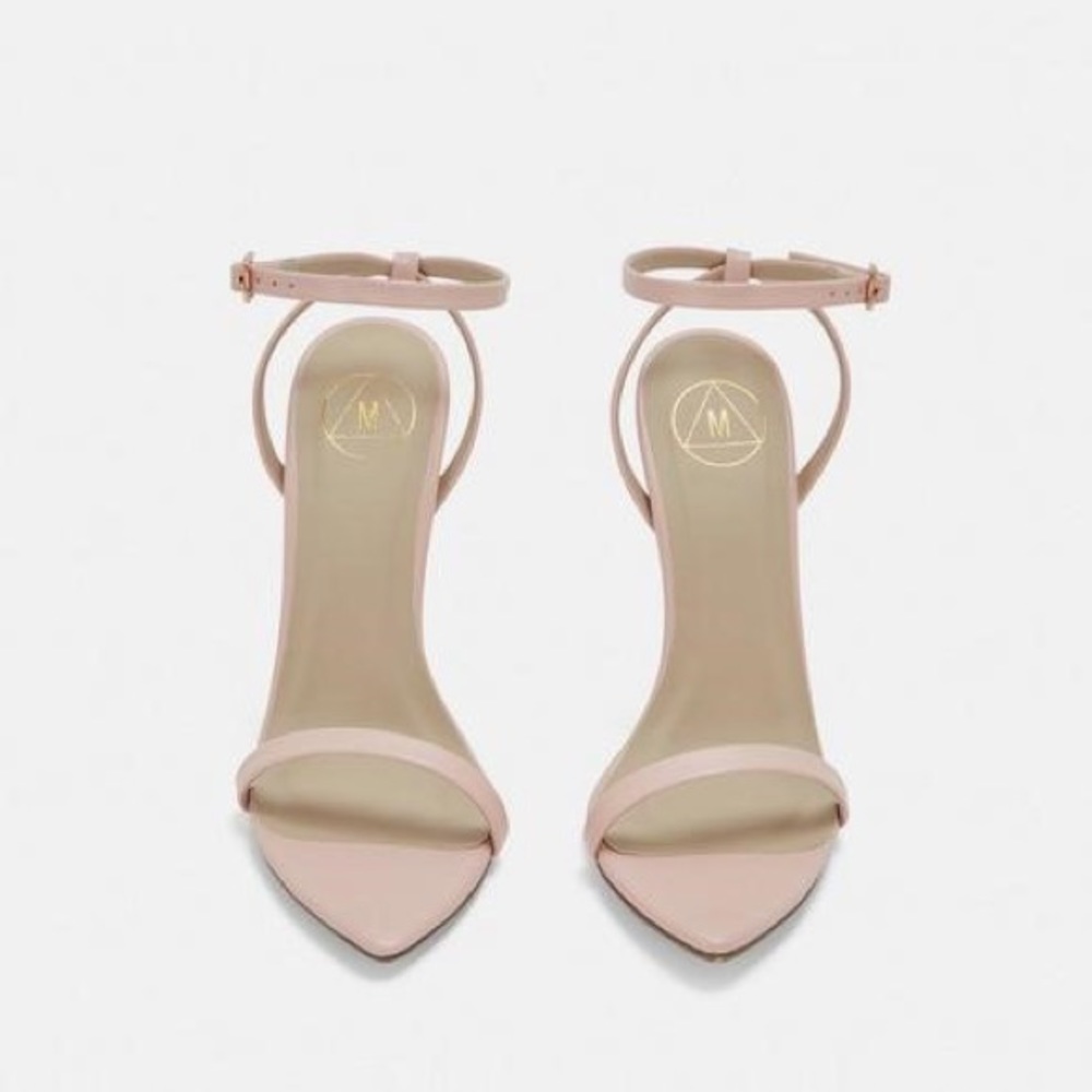 Pink faux leather barely there heels. Wore once